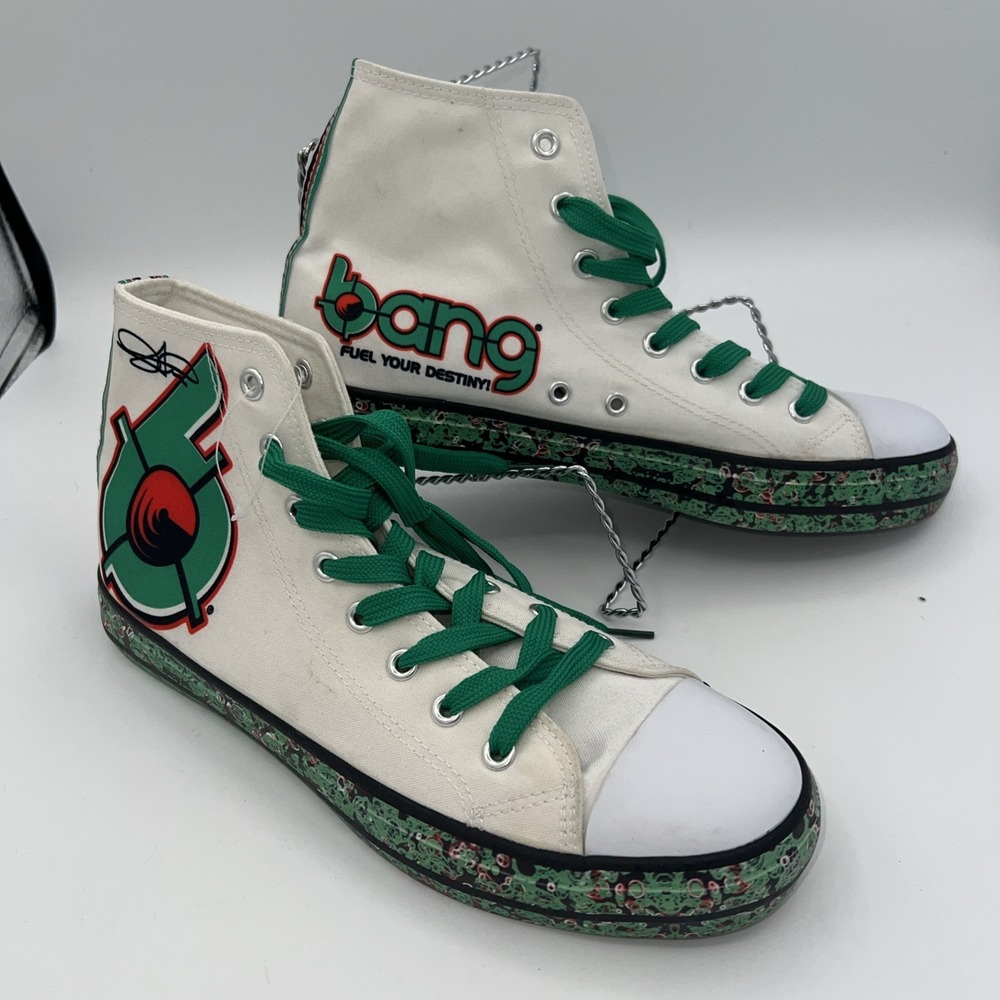 Bang Energy Drink High Top Sneakers Graphic Print Shoes Men's size‎ 8